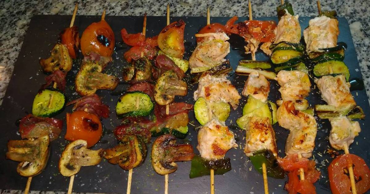 Brochetas De Salmón, Jamón Y Verduras Receta De Hector B- Cookpad