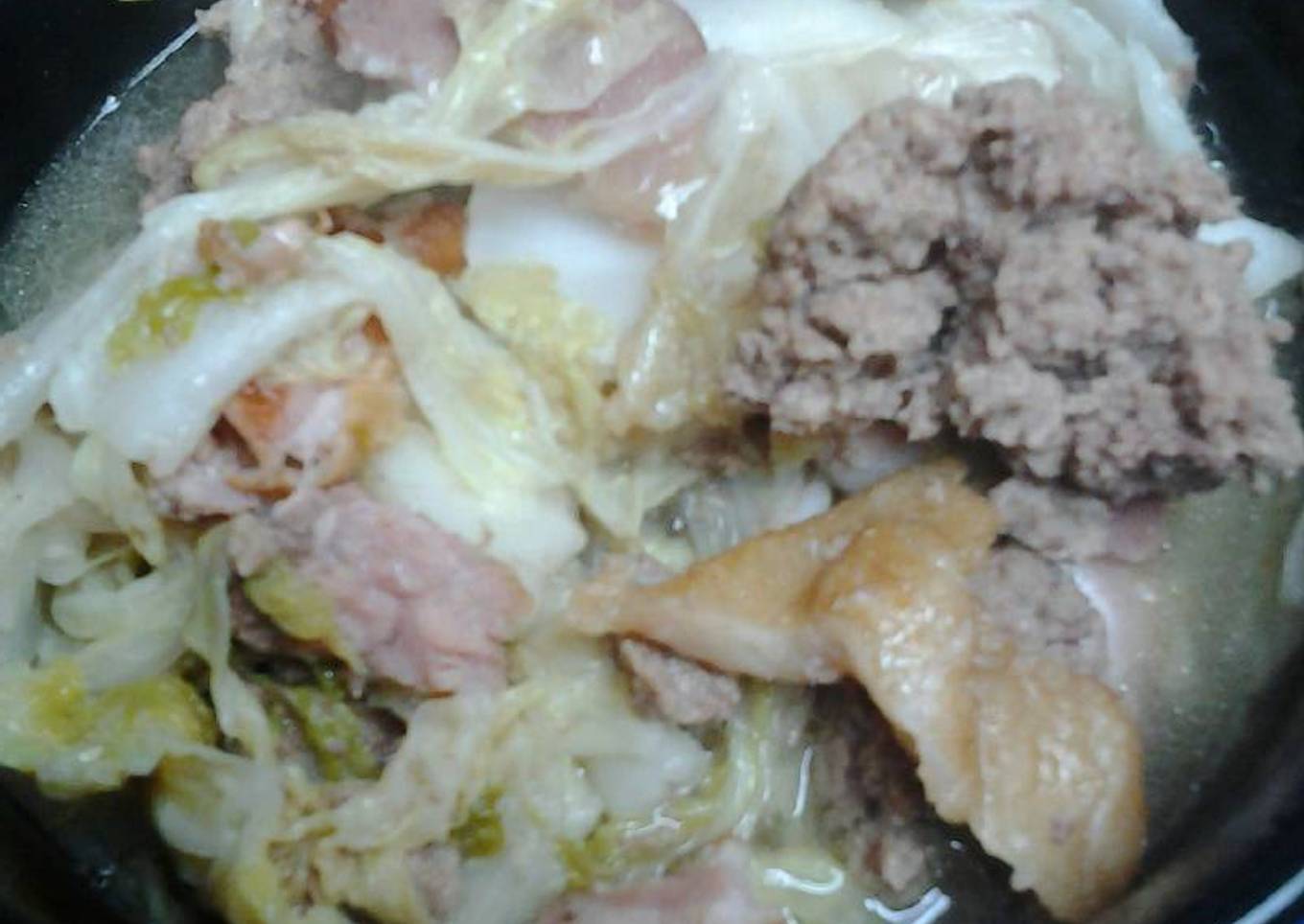Chinese/nappa cabbage with beef and bacon
