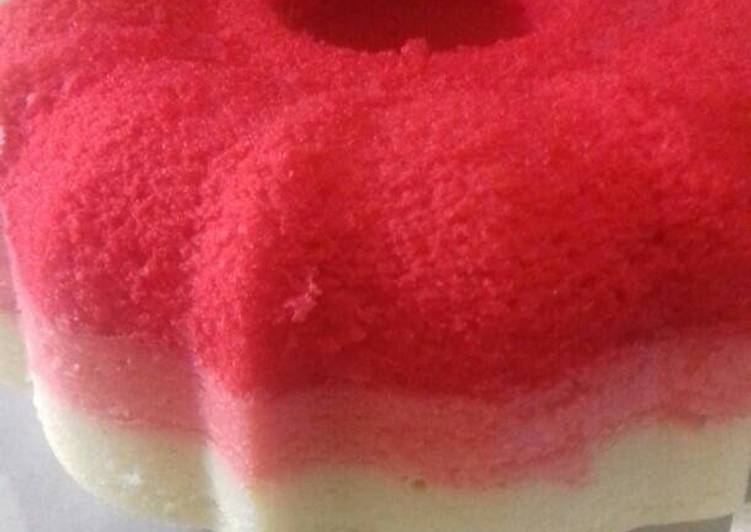 Cara Gampang Menyiapkan Pink ombre steamed cake (bolu pelangi ombre kukus) yang Bisa Manjain Lidah