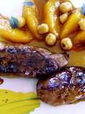 Foie con melocotones al caramelo de mistela