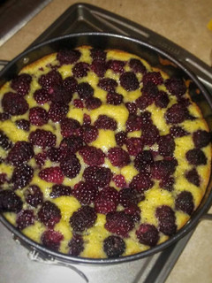 A picture of Blackberry Cornmeal Cake.