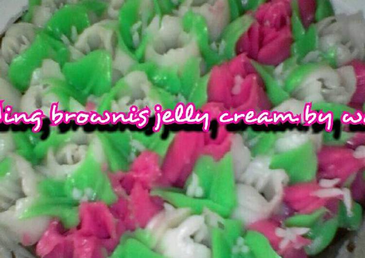 Resep masakan Puding cokelat bronis jelly cream🎂🎂🎂 | Langkah Membuat Puding cokelat bronis jelly cream🎂🎂🎂 Yang Enak Dan Lezat
