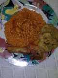 Habichuelas blancas con arroz colorado