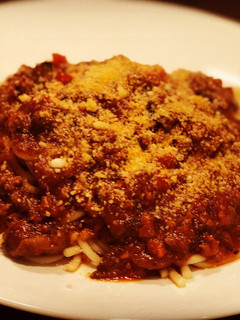 A picture of Italian Style Homemade Spaghetti with meat sauce.