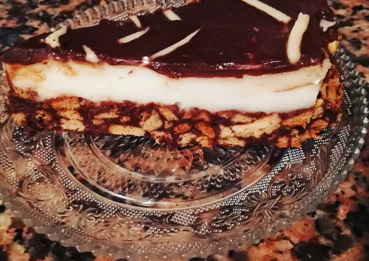 Tarta de crema de chocolate blanco y la ganache