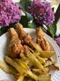 Pollo crujiente con papas fritas 🥵