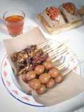 Sate telur puyuh dan ampela (khas angkringan)