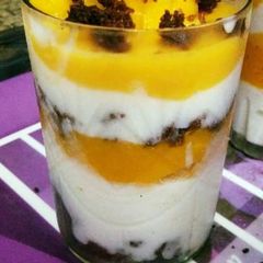 Phirni Mango trifle A picture of Phirni Mango trifle.