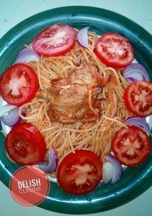 A picture of Jollof Spaghetti 🍝.