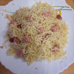 Indomie and smokie A picture of Indomie and smokie.