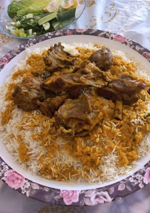 صورة لوصفة كبسة لحم للولائم 😋 بطريقة سهلة ومبسطة