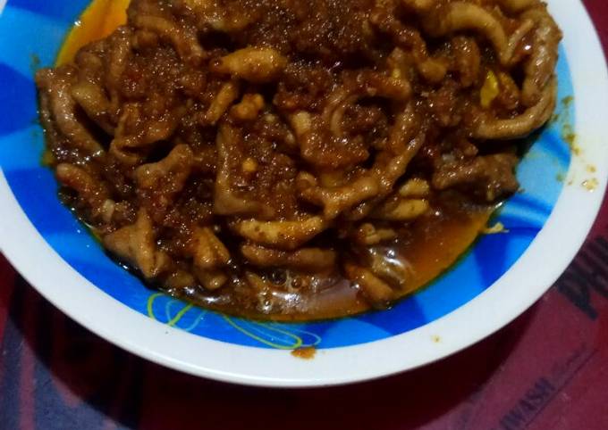 Resep Tahu dan usus bumbu kacang Anti Gagal