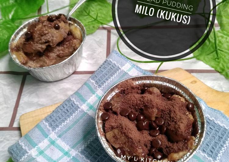 Langkah memasak Bread Pudding Milo (Kukus) yang Lezat