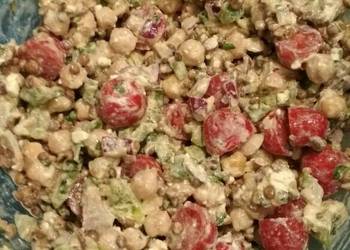 How to Make Delicious Lentil Chickpea  feta salad