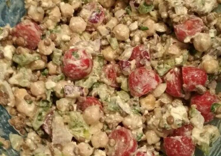 Recipe of Favorite Lentil, Chickpea &amp; feta salad