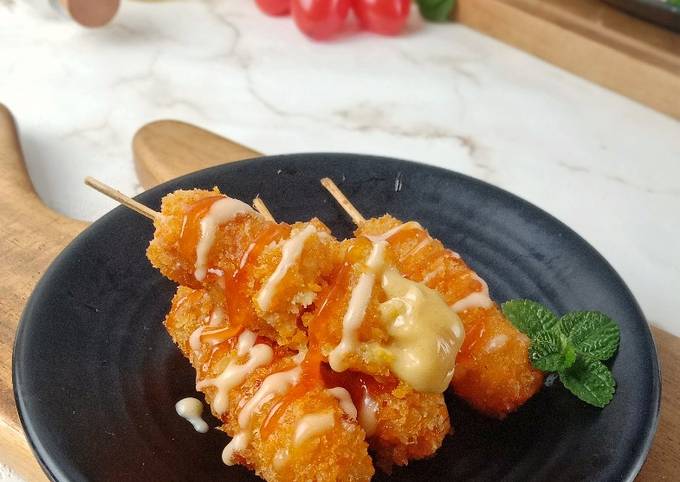 Cara membuat Mini corndog sosis keju simple Cara membuat Mini corndog sosis keju simple