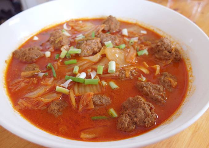 Kimchi Meat Ball Soup