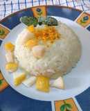 Arroz al coco, menta y melón. Salado