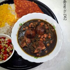 A picture of Ghormeh Sabzi (Persian Herb Stew).