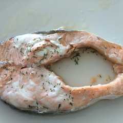 Una foto de Salmón rosado al horno