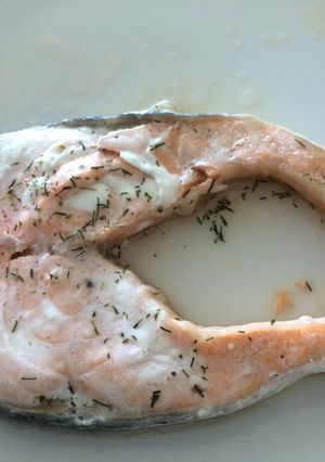 Una foto de Salmón rosado al horno