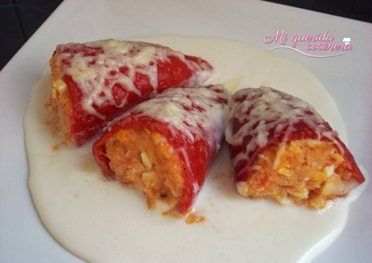 Piquillos con bacalao y bechamel