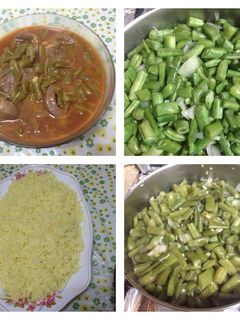 صورة لوصفة فاصوليا خضراء مع اللحم ورب البندوره والارز بتشهي 👌🏻😋
