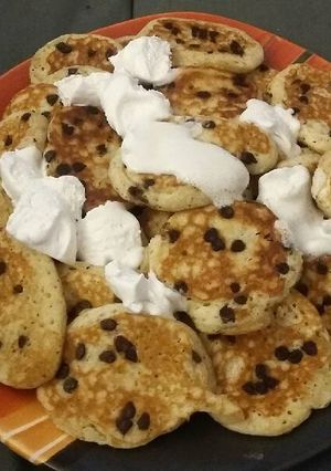 A picture of Vegan Chocolate Pina Colada Pancakes.