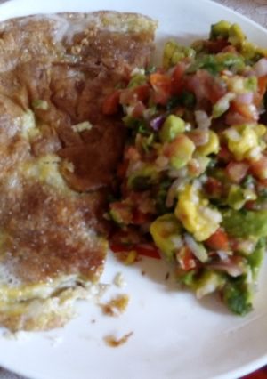 A picture of A recipe of fried egg with kachumbari.