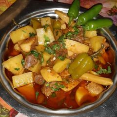A picture of Mutton Arvi Aloo.