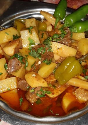 A picture of Mutton Arvi Aloo.