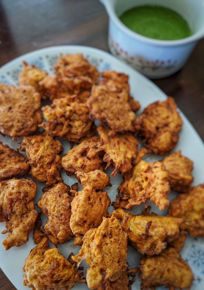 A picture of Carrot and Parsnip Bhajis.