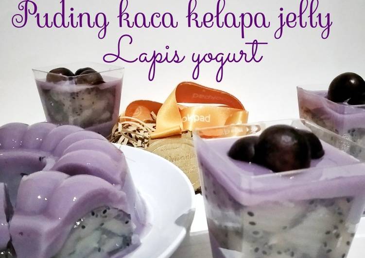 Olahan puding kaca kelapa jelly lapis yogurt | Resep Bumbu puding kaca kelapa jelly lapis yogurt Yang Menggugah Selera