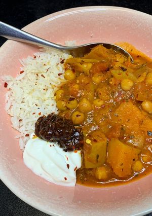 A picture of Butternut Squash and Chickpea Curry.