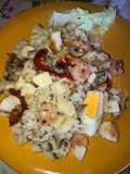Ensalada tibia de arroz, camarones y champiñones!!👌👌