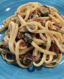 Espaguetis carbonara con calabacín