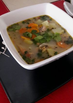 Una foto de Sopa de mariscos