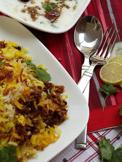 A picture of Keema masoor biryani.