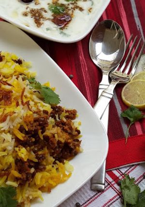 A picture of Keema masoor biryani.