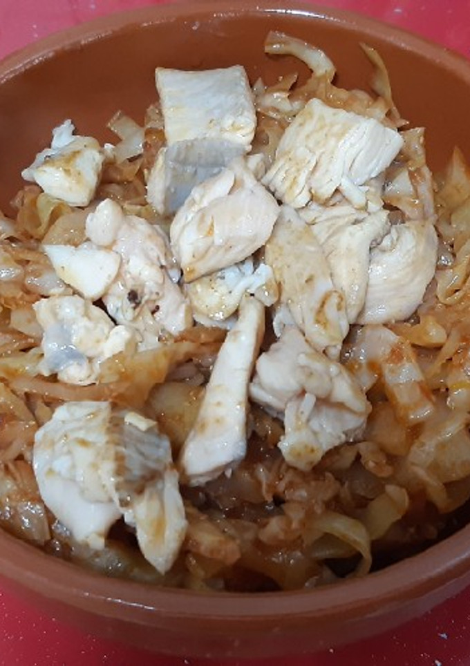 Una foto de Repollo crujiente a la sidra con trucha desmenuzada
