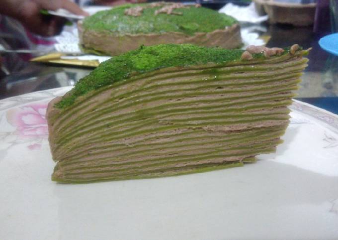 Langkah Mudah untuk Membuat Matcha Choco Mille Crepes Cake Anti Gagal
