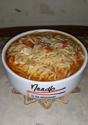 Foto resep Spicy Curry Noodle with Corned Beef