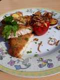 Merluza batatas fritas y tomate