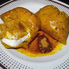 A picture of Minced meat and egg moi moi.