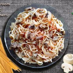 A picture of Garlic Mushroom Spaghetti.