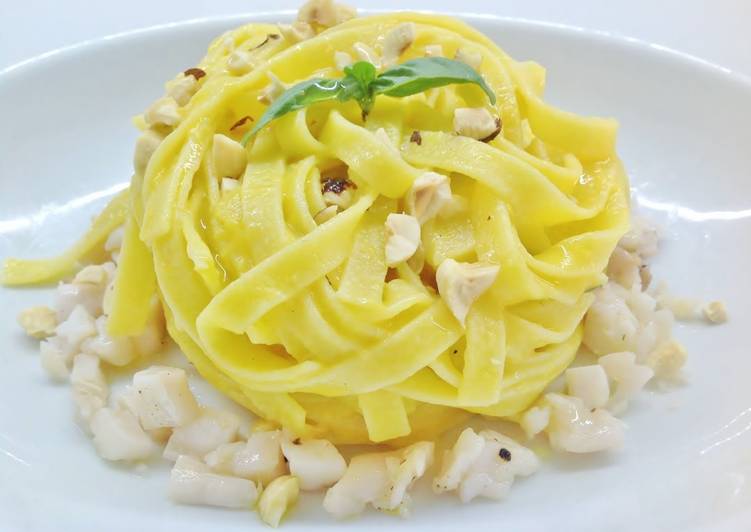 Easiest Way to Make Fatto in casa super veloce Tagliatelle con crema di pesche e peperoni in agrodolce su filetto persico