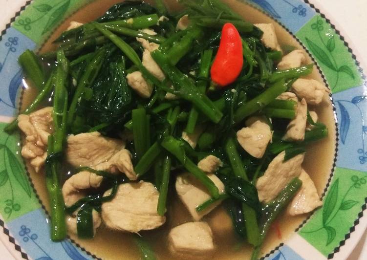 Resep Tumis kangkung ayam oleh Reni Ilis Cookpad