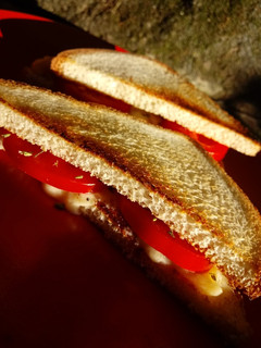 Una foto de Tostada con queso y tomate