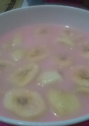 Foto resep Pisang mandi merah jambu (es /minuman)