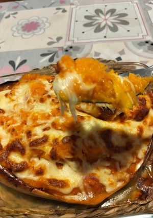 Una foto de Calabaza 🎃 rellena de bacon ahumado 🥓